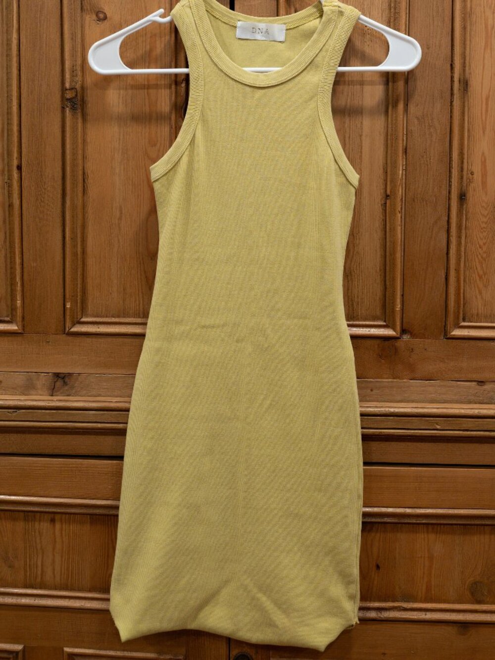 DNA Ribbed Bodycon Mini Dress - Citron Yellow size Small